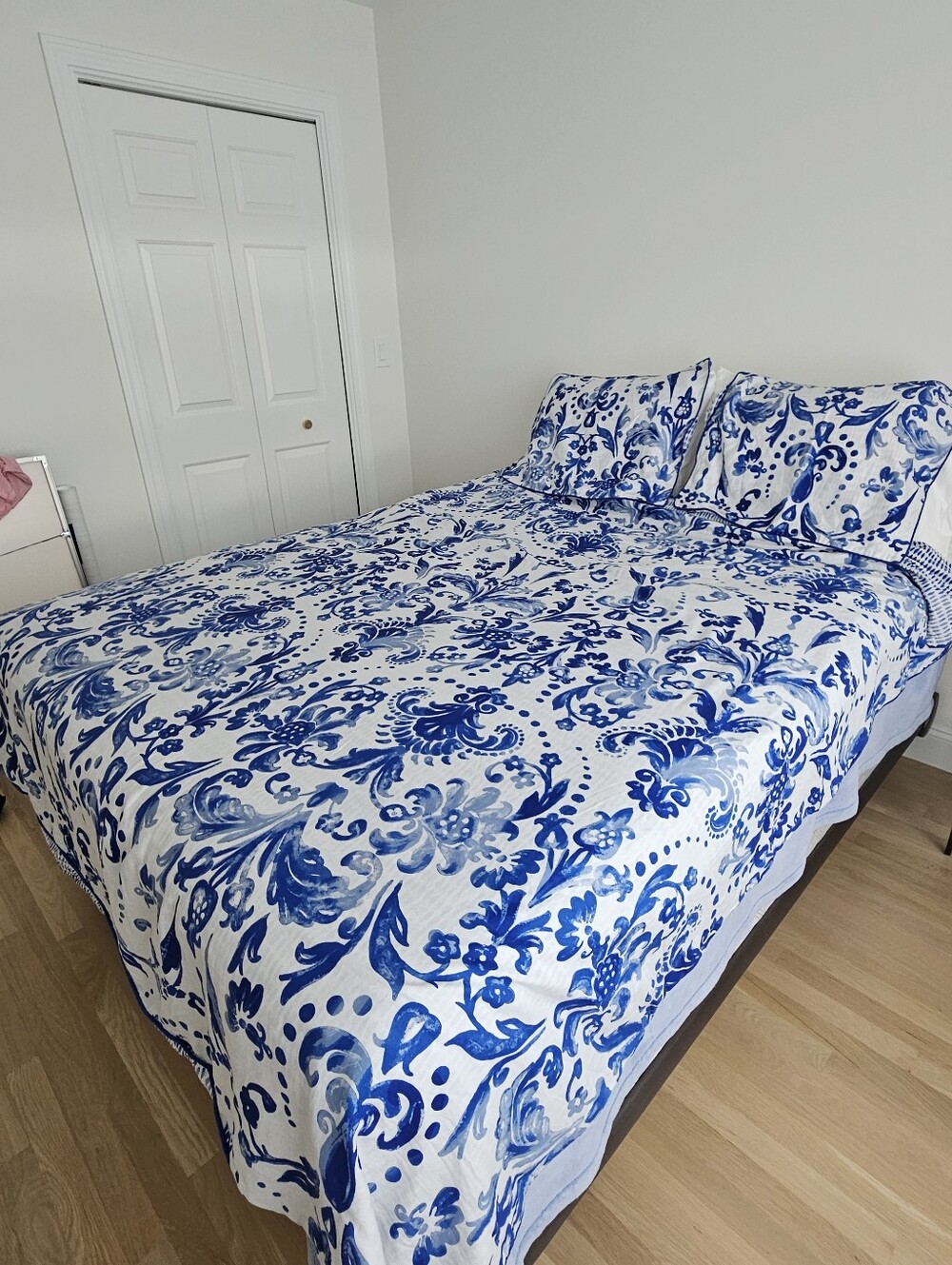 KAS Australia Full/Queen Reversibel Duvet Cover Blue Floral Printed -3 Piece Set